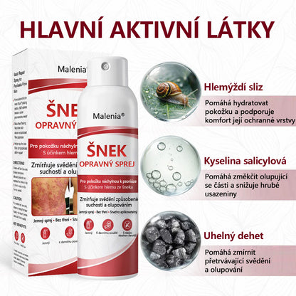🔥Malenia® Snail Repair Spray pro svědivou, šupinatou pokožku s psoriázou