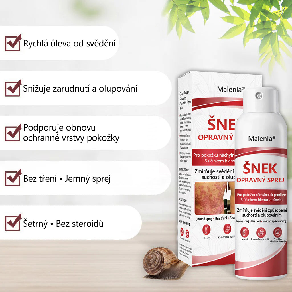 🔥Malenia® Snail Repair Spray pro svědivou, šupinatou pokožku s psoriázou